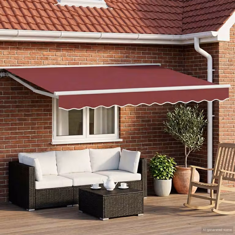 Tettuccio elettrico retrattile vidaXL con struttura in alluminio e copertura in poliestere, montaggio a parete, disponibile in bianco o bordeaux