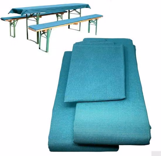 Set di 3 cuscini per panche da birreria Famanu - 90x240 cm - Cuscini per seduta e tovaglia per set da birreria da 70 cm - colore: azzurro
