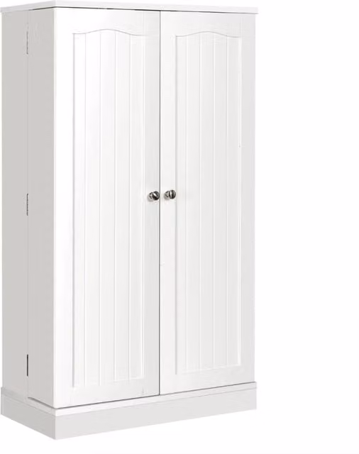 Armadio dispensa con doppia anta e 6 ripiani regolabili-Buffet-Armadio da cucina Credenza con 17 livelli per sala da pranzo Bianco