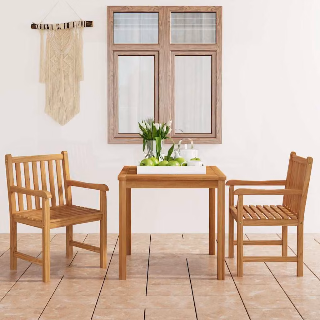 Set da pranzo da giardino vidaXL in 3 pezzi in legno di teak marrone L: 80 cm, P: 80 cm