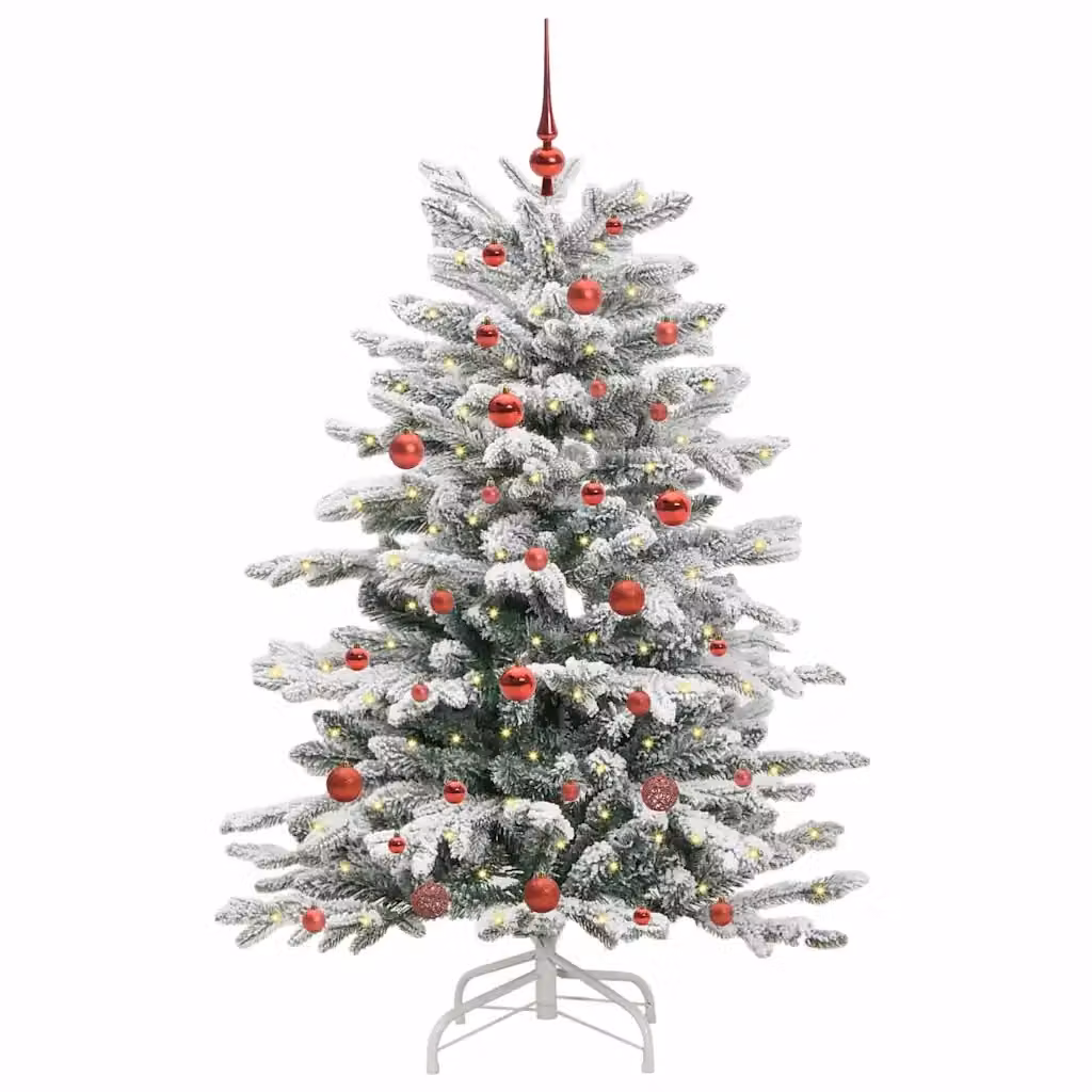 Albero di Natale artificiale moderno vidaXL bianco con luci LED bianco caldo in PVC e plastica, Altezza: 150 cm – 2