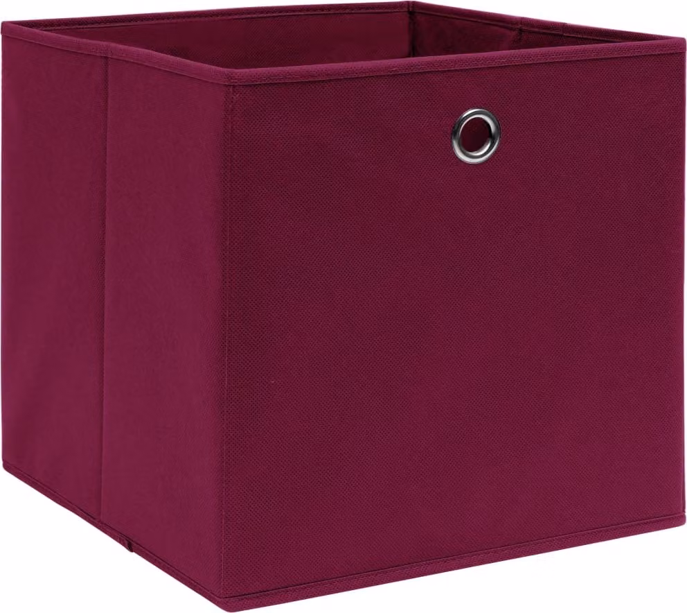 Scatole con Coperchi 4pz Rosso Scuro 32x32x32 cm Tessuto