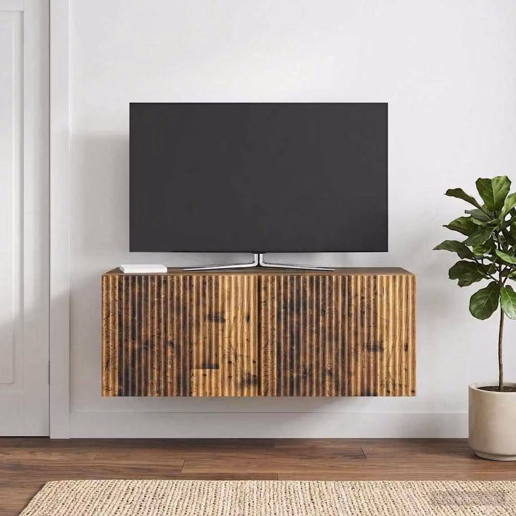 vidaXL Mobile Porta TV da Muro Moderno in Legno Antico Marrone L: 78,5 cm, P: 31 cm, H: 30 cm