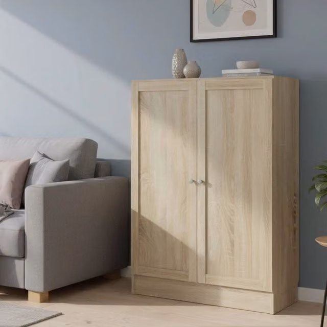 Libreria Sanba DMORA in legno e MDF, Scaffale moderno per ufficio e soggiorno, Colore Quercia, L 79 cm x P 28,3 cm x H 107,2 cm