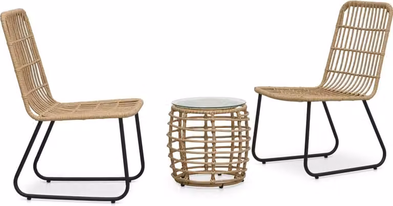 Maison Exclusive - Set da bistrot in rattan sintetico, composto da 3 pezzi, colore noce
