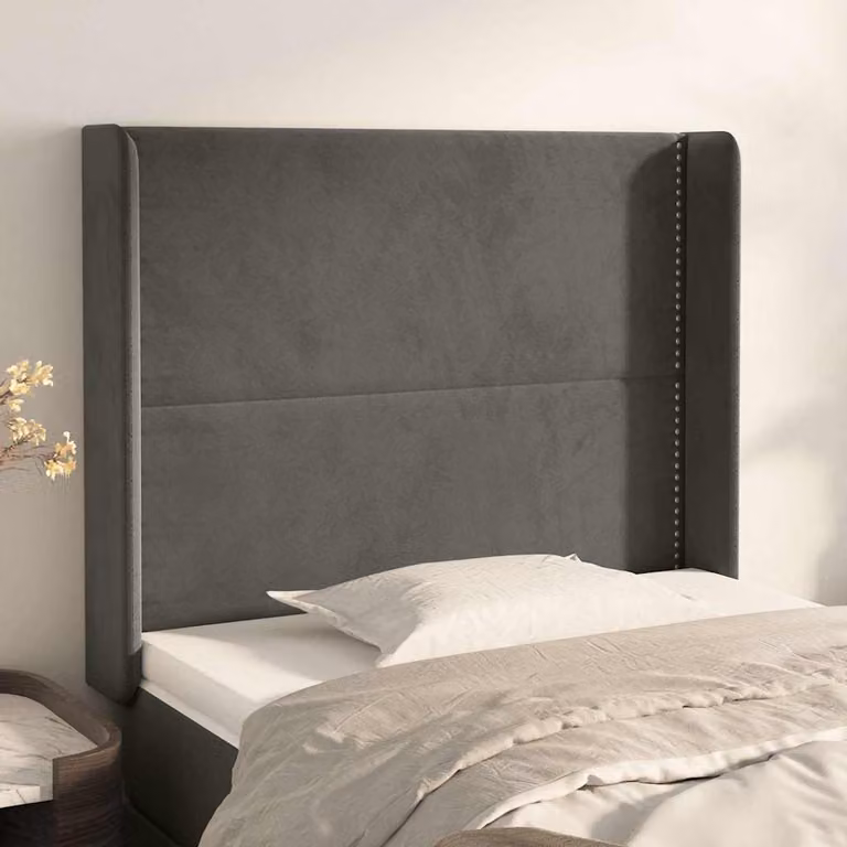 Testiera ad orecchio vidaXL in velluto grigio scuro, L: 83 cm, P: 16 cm, H: 118-128 cm