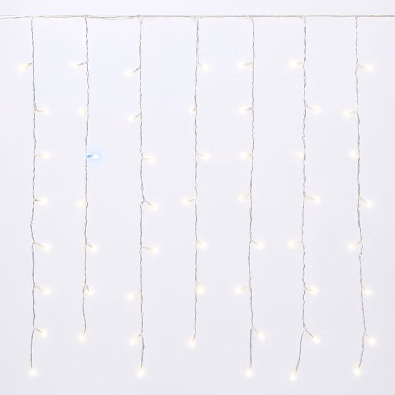 Tenda luminosa a LED, 200 LED, 2 metri, colore giallo, grado di protezione IP65, espandibile
