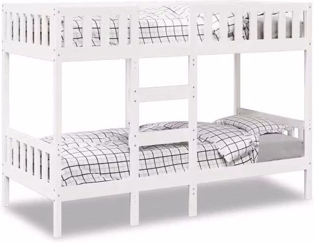 Letto a castello a due livelli vidaXL in legno massello di pino bianco per bambini L/P/H: 195.5 x 90 x 145.5 cm