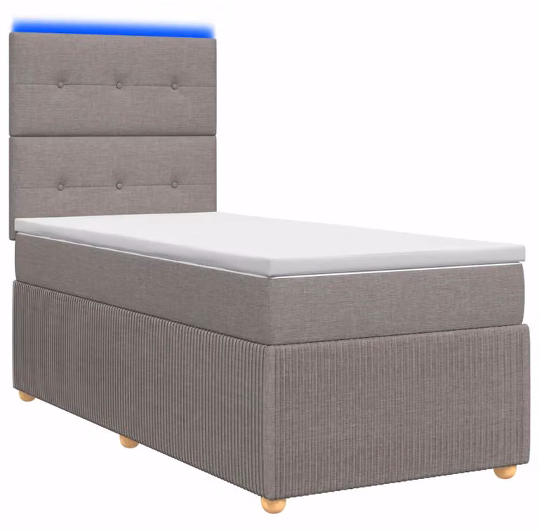 Letto boxspring LED con materasso Taupe 90 x 200 cm Tessuto