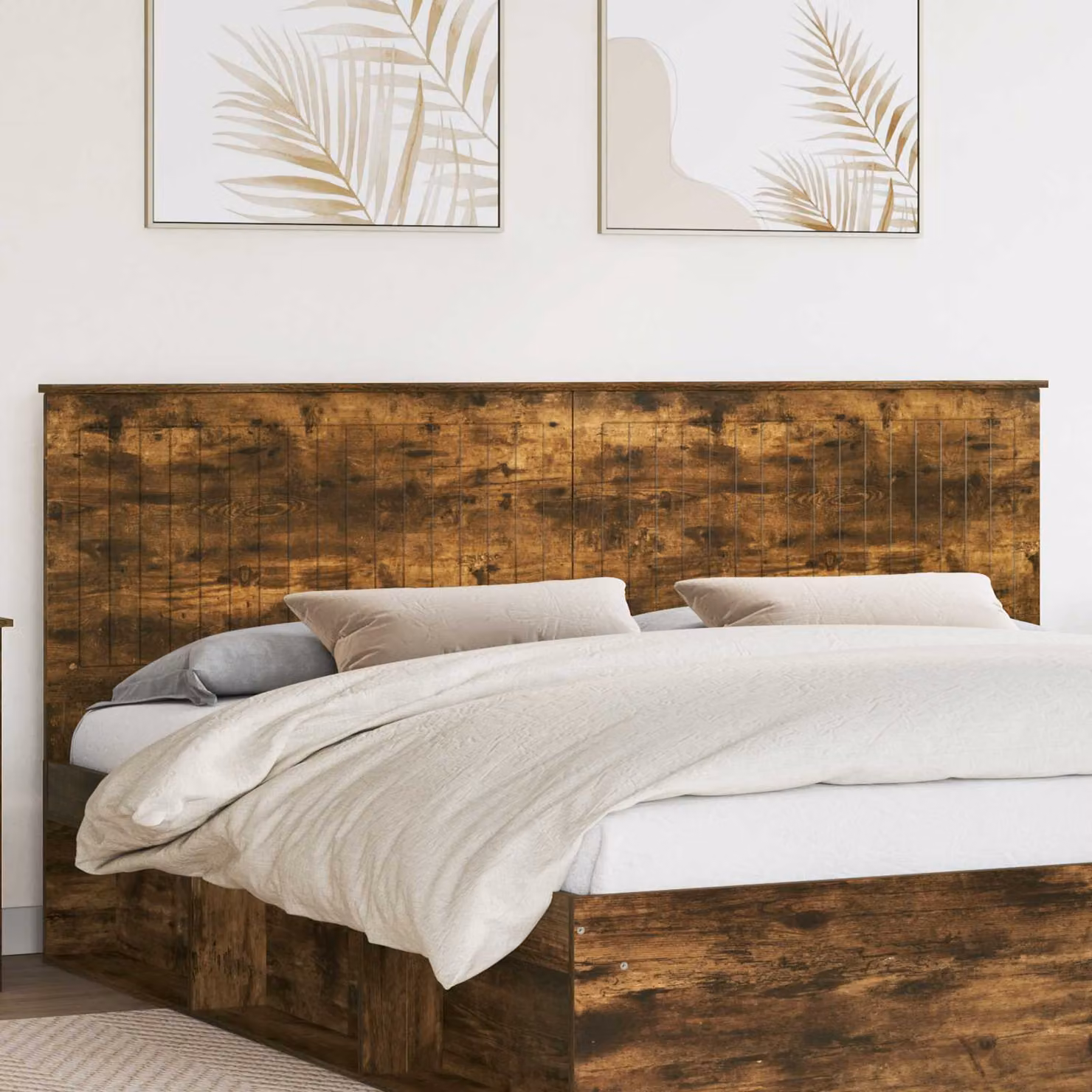 Testiera per letto vidaXL in legno ingegnerizzato Rovere Fumo, finitura opaca, colore marrone