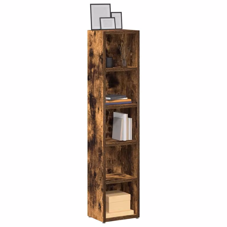 Set di 2 mobili porta CD vidaXL in legno Rovere Fumo, pensili da parete moderni per soggiorno o ufficio, L/P/H: 21 x 16 x 93,5 cm
