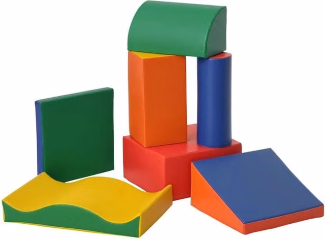 Set di 7 blocchi da costruzione giganti in schiuma e similpelle multicolore per giocare e arrampicarsi