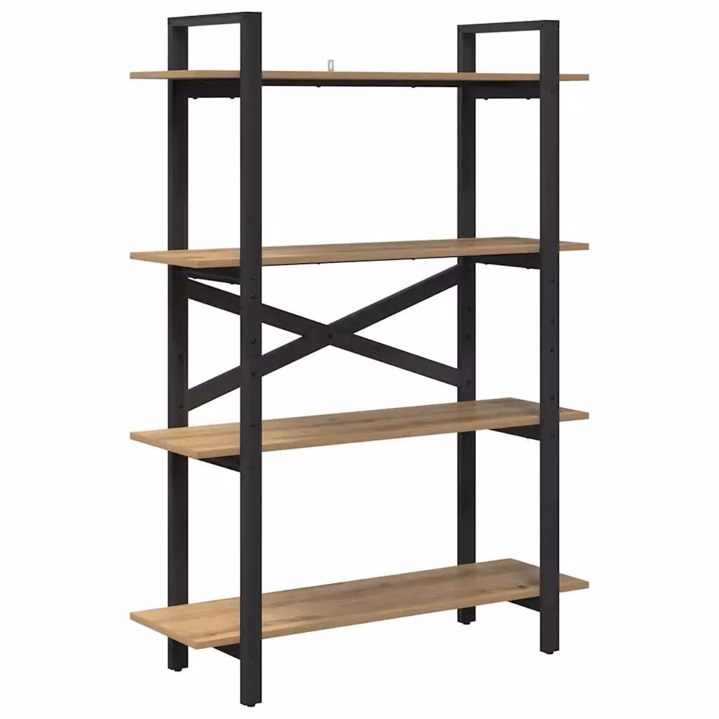 Libreria a scaffali in stile industrial vidaXL in legno e metallo, colore rovere, L 100 x P 33,5 x H 140 cm – 2