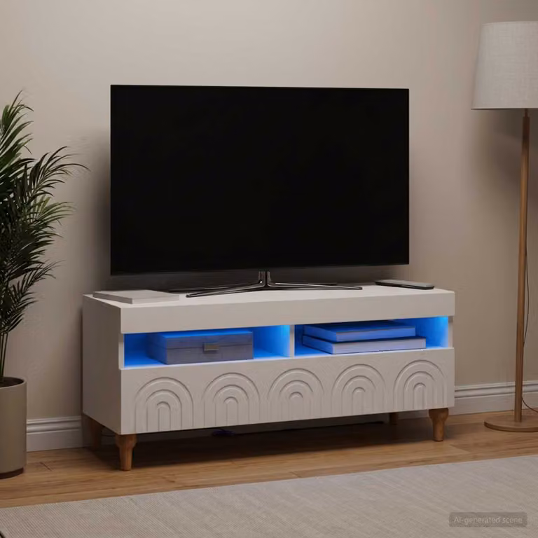 Mobile TV LED vidaXL ALKMAAR Bianco L: 100 cm, P: 35 cm, H: 43 cm