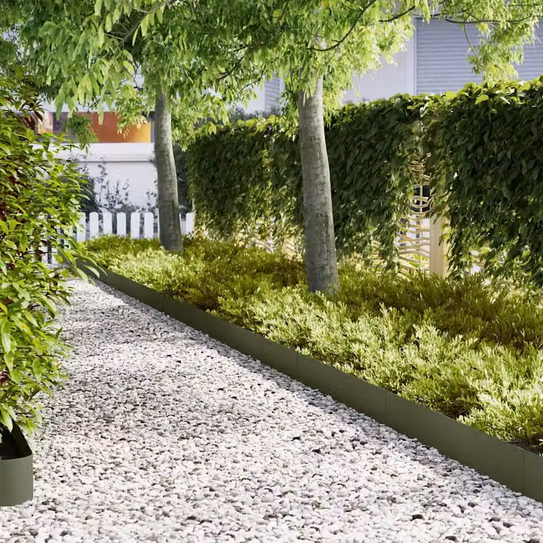 vidaXL Bordura per Prato in Acciaio Verde, 30 Pezzi, L: 100 cm, H: 20 cm, P: 0,05 cm