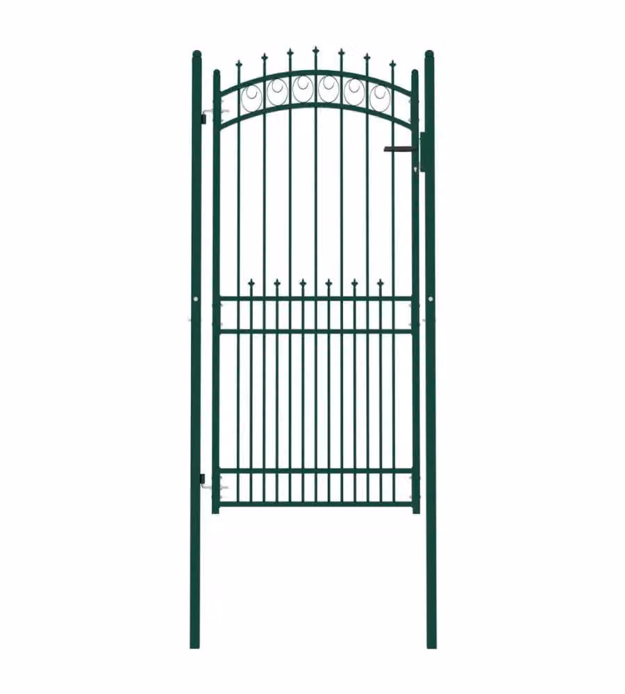 Cancello per Recinzione con Punte in Acciaio 100x200 cm Verde 146387