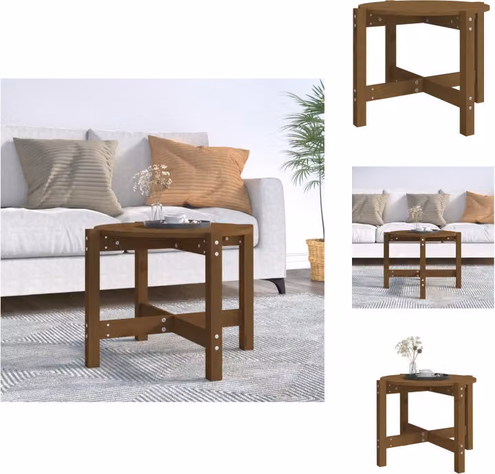 vidaXL Tavolino da caffè marrone miele Ø 62,5x45 cm in legno di pino massiccio - Tavolini da caffè