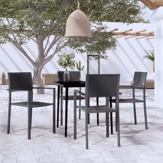 Set da Pranzo da Giardino 5 pz Nero 3099276