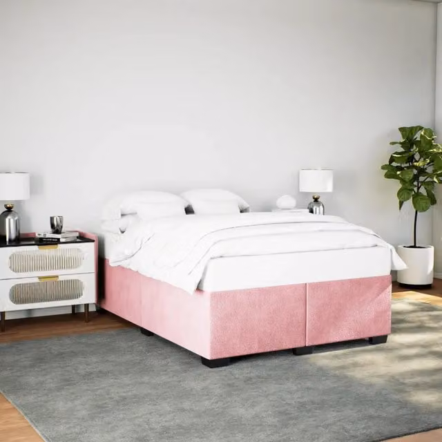 Giroletto-Struttura Letto Rosa 160x200 cm in Velluto 522203