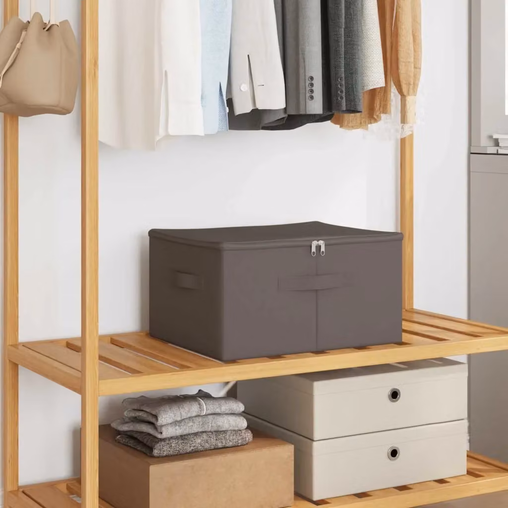 Set di 24 scatole di stoccaggio pieghevoli in tessuto grigio con maniglie per sotto il letto, L: 50 cm, P: 30 cm, H: 25 cm – 2