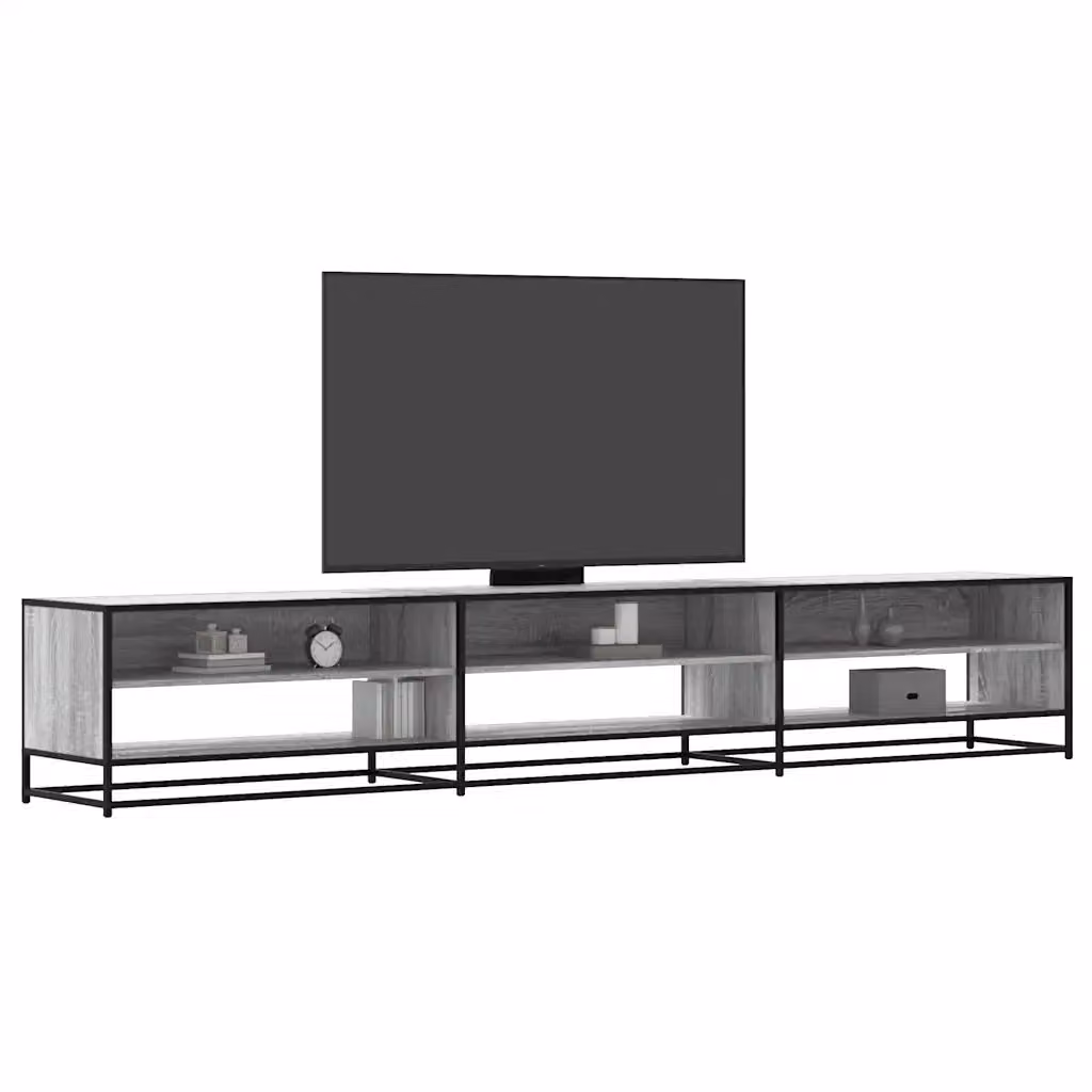 vidaXL Mobile Porta TV Grigio Sonoma in Legno e Metallo L: 270 cm, P: 40 cm, H: 46 cm