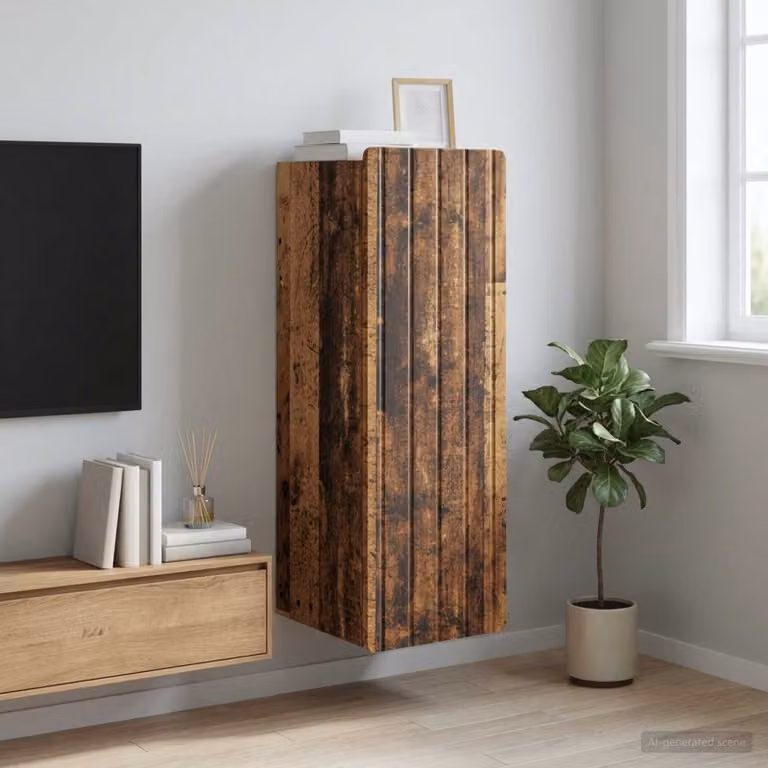 vidaXL Mobiletto a muro moderno in legno marrone con ante a battente e ripiani interni L/P/H: 33 x 34,5 x 94 cm