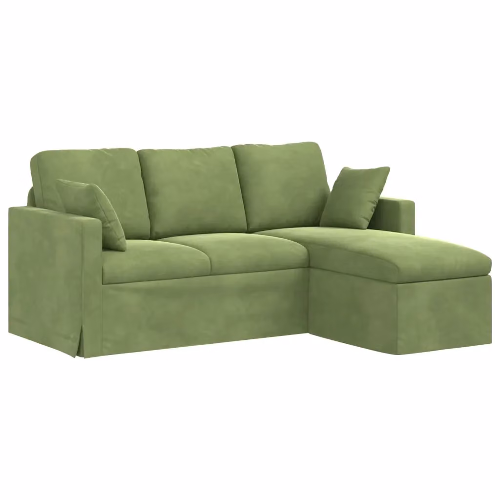 Divano moderno vidaXL in velluto verde con cuscini decorativi e coperture rimovibili L: 178 cm, P: 134 cm, H: 80 cm – 2
