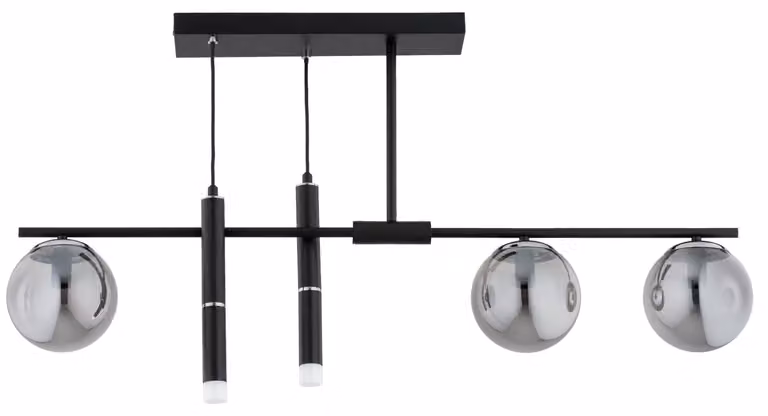 Lampada a sospensione con sfere e tubi FILIS nera 5xE14x10W in metallo, dimensioni: 80x105x15 cm, IP20, Alfa