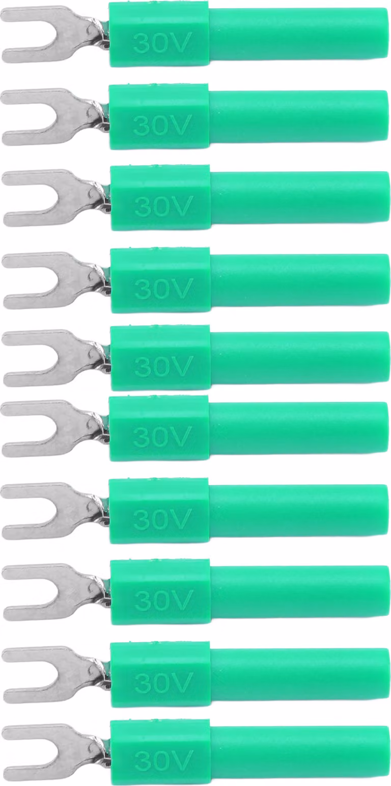 10pcs 4mm forcella vanga filo connettori U tipo elettrico terminale a crimpare per testare Multimetro (verde)