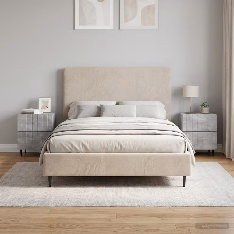 Set di 2 Armadi da Notte vidaXL in Grigio Cemento, Design Moderno, L 43 cm x P 34,5 cm x H 49,5 cm