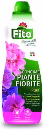 Fito Concime Liquido per Piante Fiorite Multicolore, Confezione da 12 x 1 l
