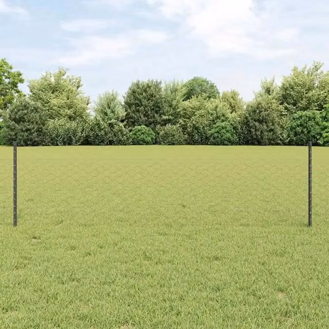 Recinzione esagonale con palo vidaXL in acciaio e PVC grigio L: 100 cm, H: 50 cm, P: 9 cm – 1