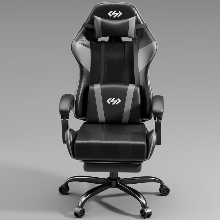 Sedia da gaming - Sedia da ufficio - Sedia per computer - Sedia da lavoro - Modello nero grigio
