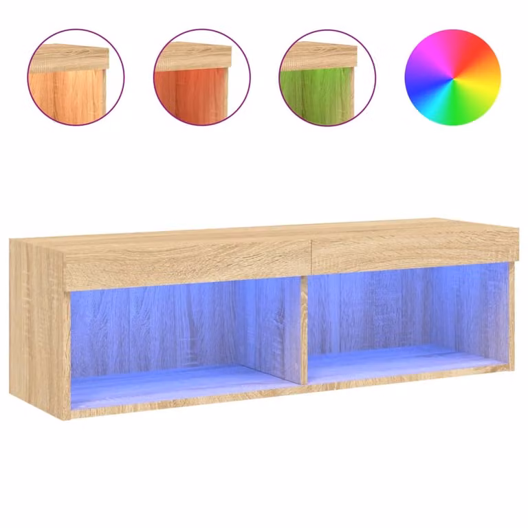 Mobile Porta TV con Luci LED Rovere Sonoma 100x30x30 cm