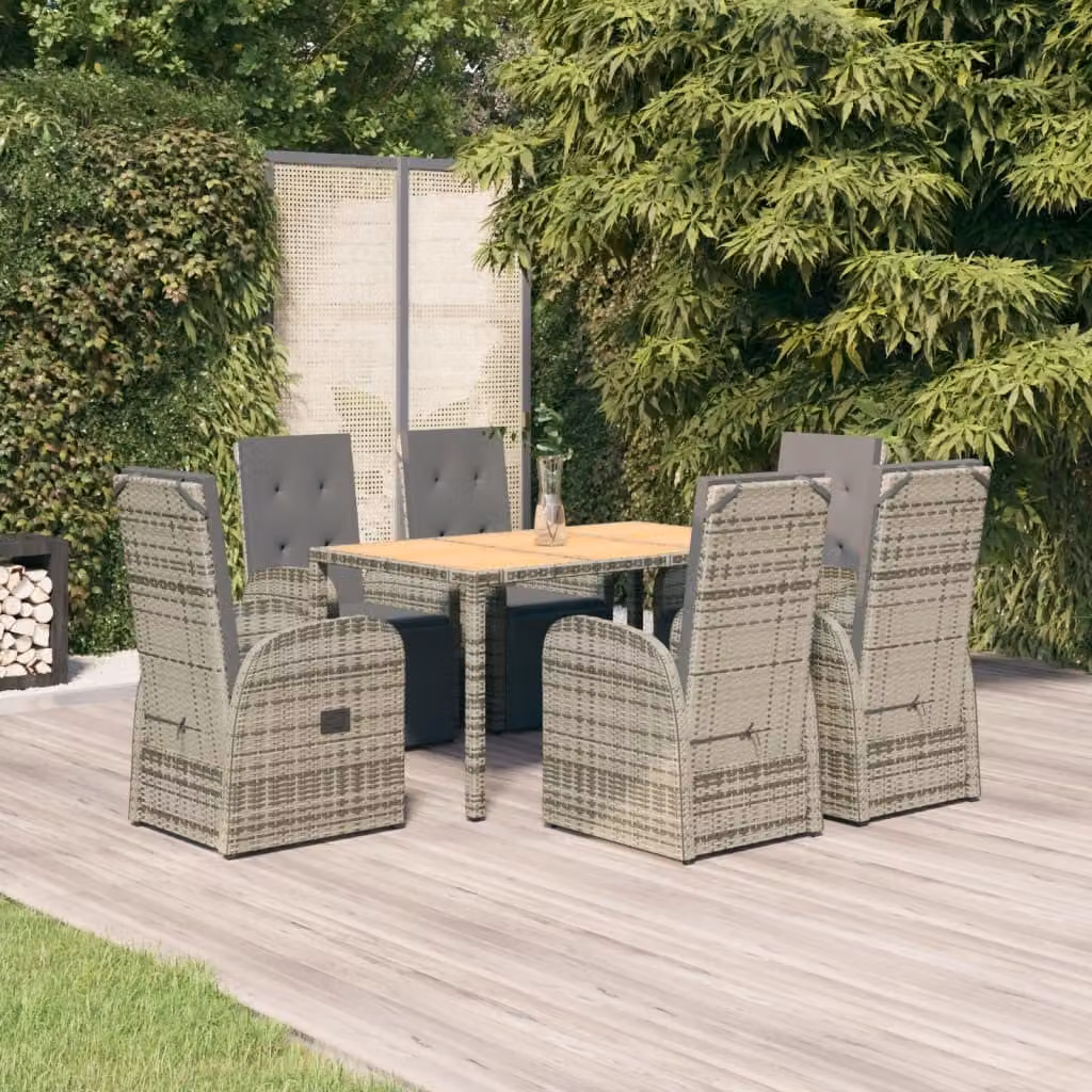 Maison Exclusive - Set da pranzo da giardino 7 pezzi con cuscini grigio in polyrattan