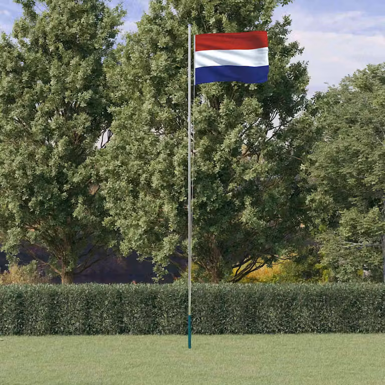 Asta e Bandiera Olanda vidaXL in Alluminio Argento e Poliestere Multicolore, Altezza: 6,08 m