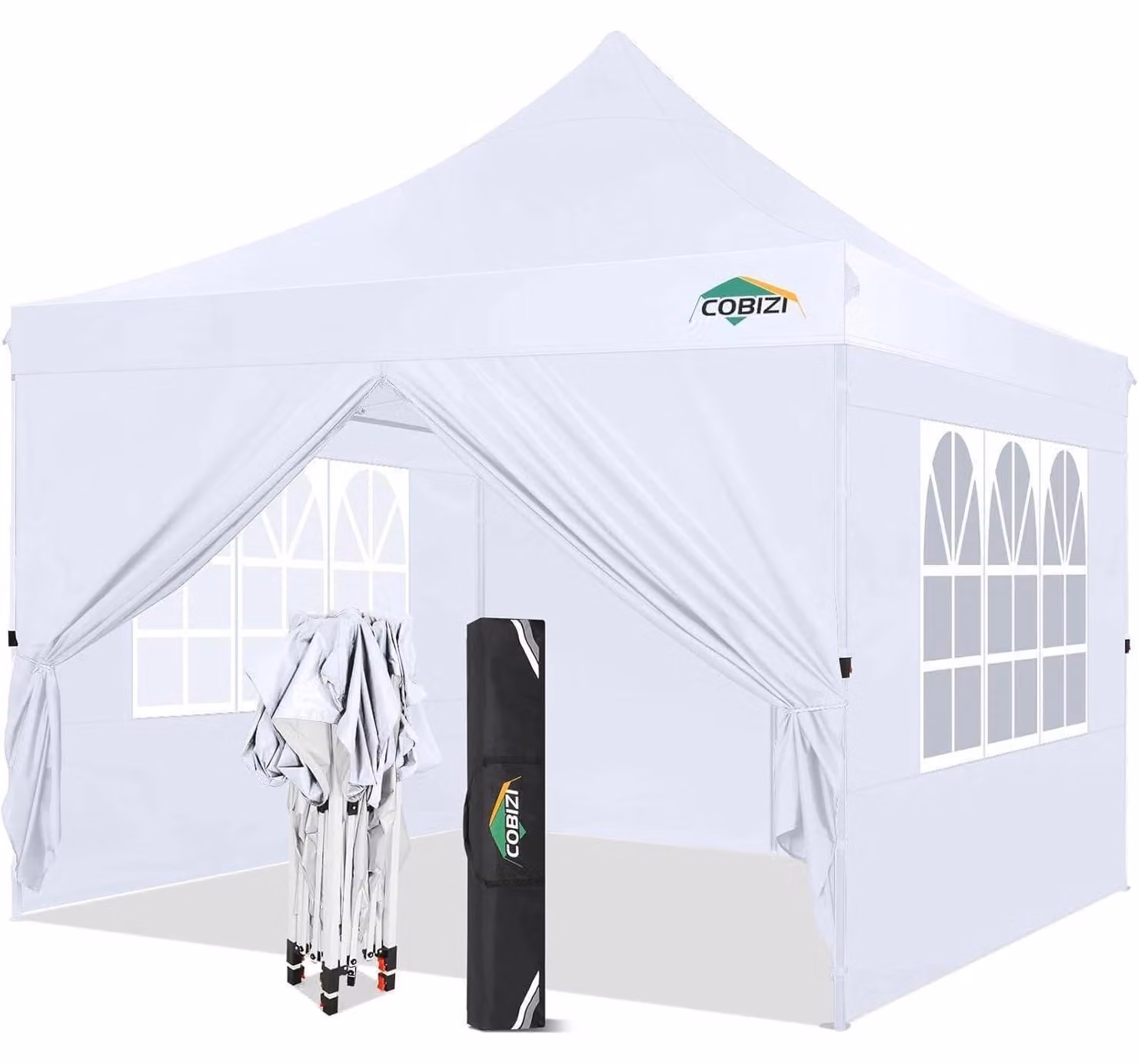 Tenda da campeggio bianca, 3x3 metri, con 4 pannelli laterali