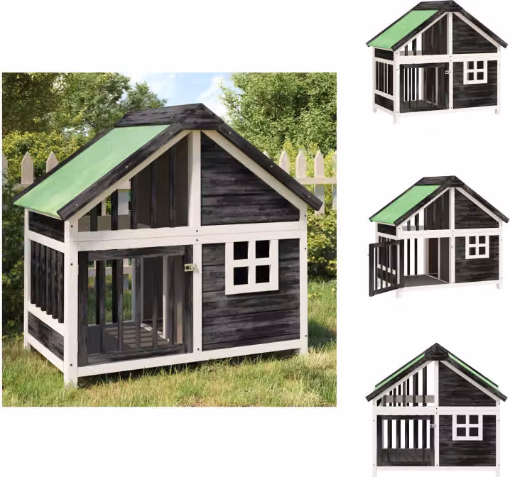 vidaXL Cuccia per cani grigia 96x60,5x87 cm in legno di pino massiccio - Cucce per cani e recinti
