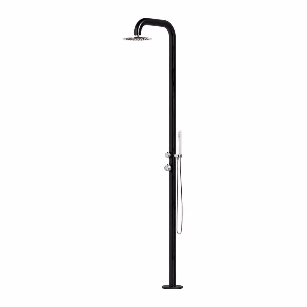Doccia da giardino SINED con miscelatore e doccetta in acciaio inox AISI 316L nero satinato per acqua calda e fredda Modello DOCCIAPULANERA – 2