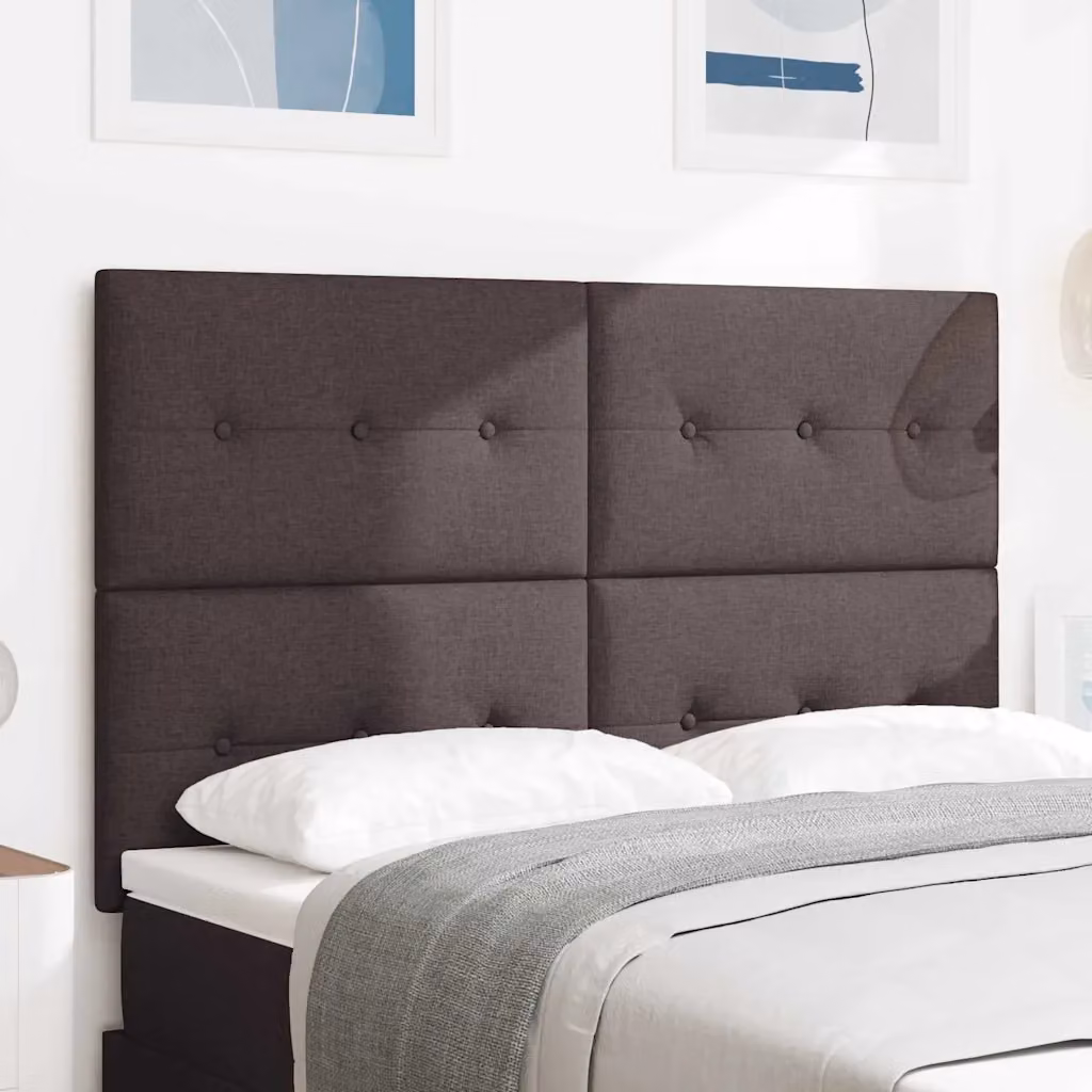 Testiera per letto con illuminazione LED vidaXL in tessuto marrone scuro, Larghezza: 144 cm