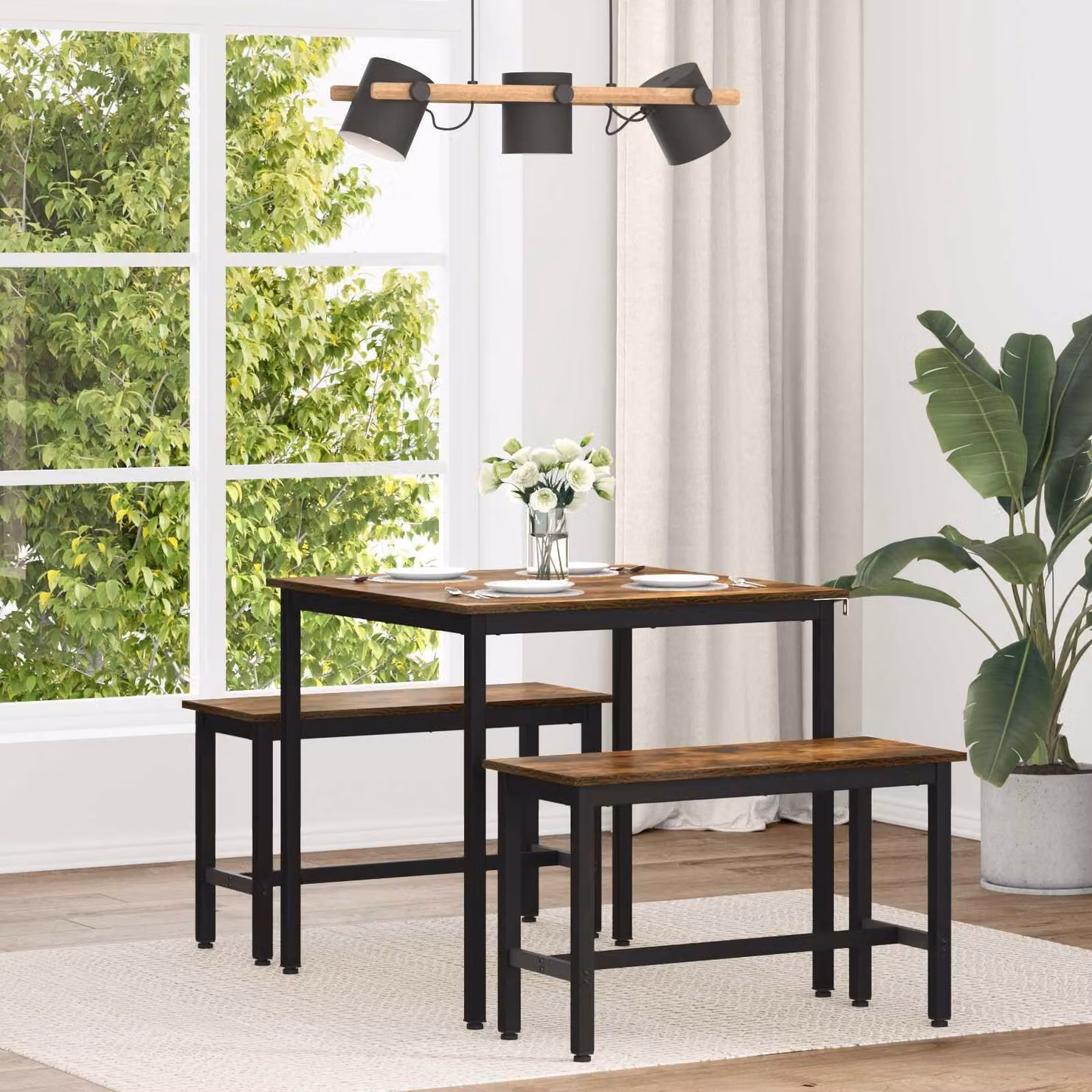 Maison Exclusive - Tavolo da pranzo, 80 x 80 x 75 cm, materiale composito, finitura noce affumicato