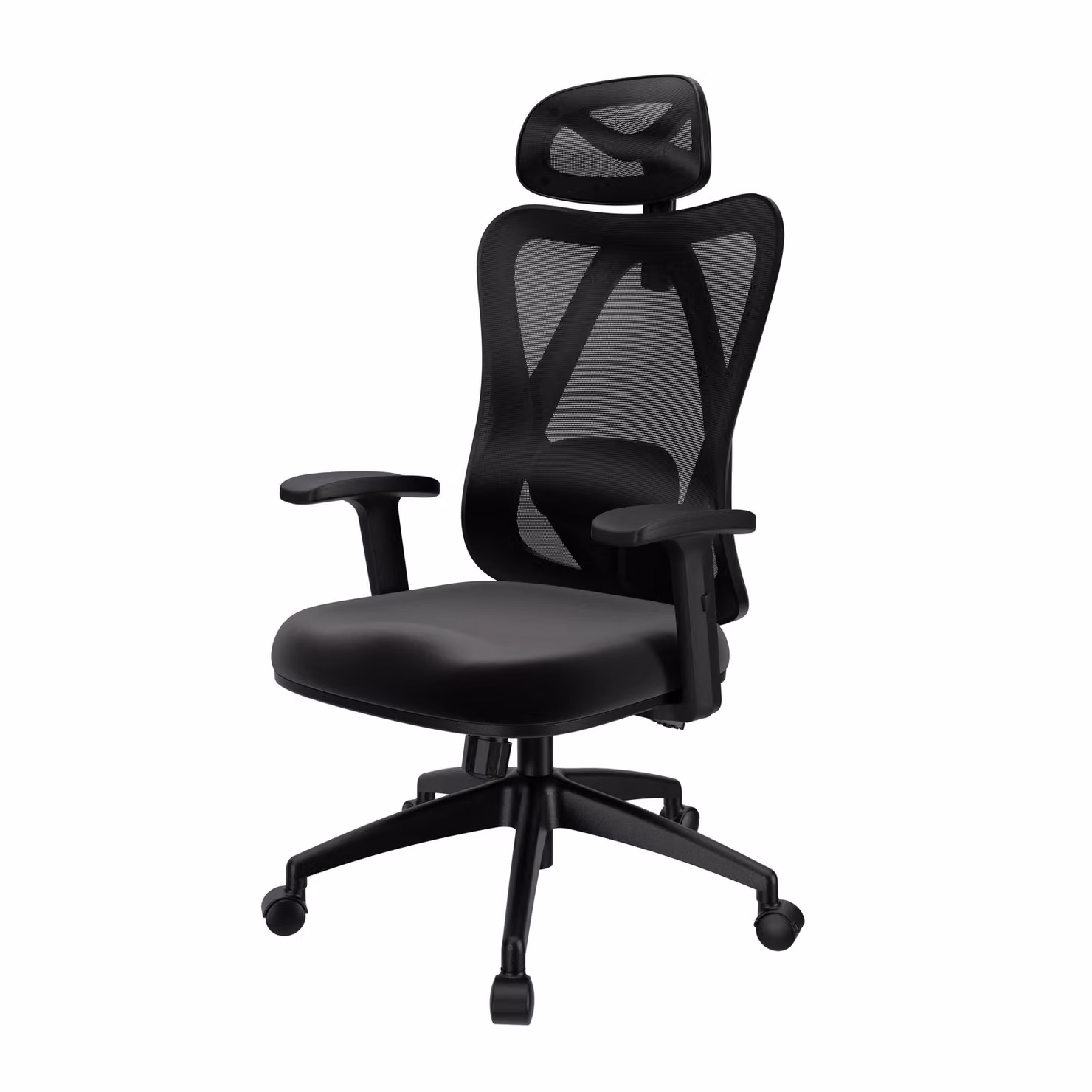 POKAR Sedia da ufficio ergonomica con schienale adattabile, colore: nero