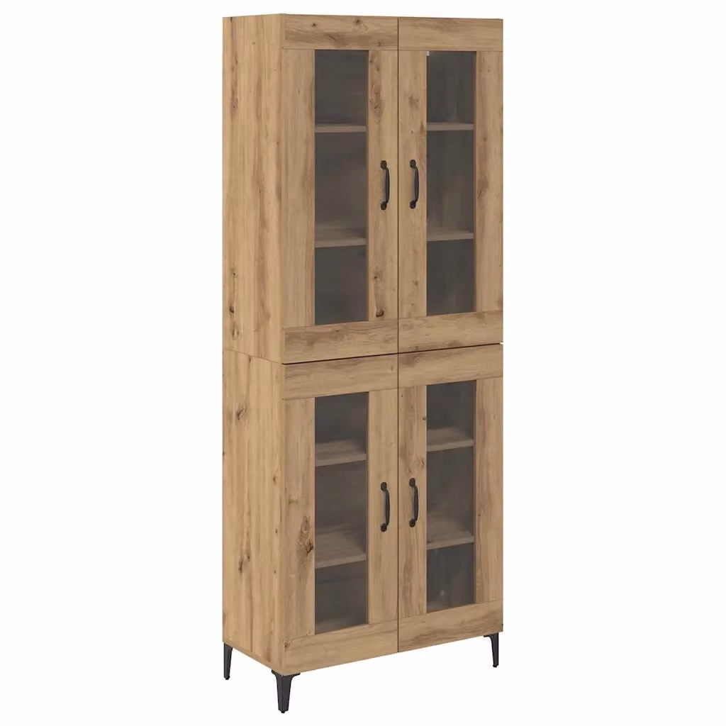 Credenza moderna vidaXL in legno e metallo marrone, sospesa, L: 69,5 cm, P: 34 cm, H: 180 cm – 2