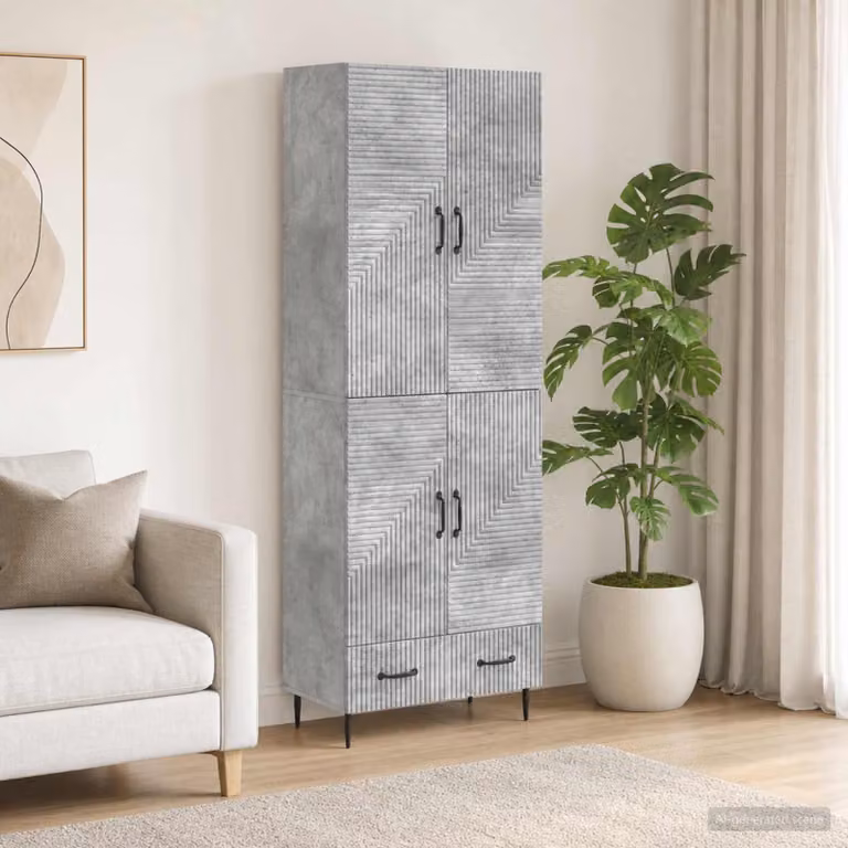 Set di 2 armadi moderni vidaXL in legno MDF grigio con ante scorrevoli e ripiani interni L 95,0 cm x P 34,5 cm x H 66,0 cm