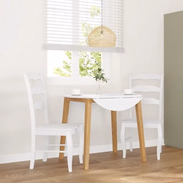Set di 2 sedie da pranzo bianche in legno di Hevea in stile scandinavo vidaXL