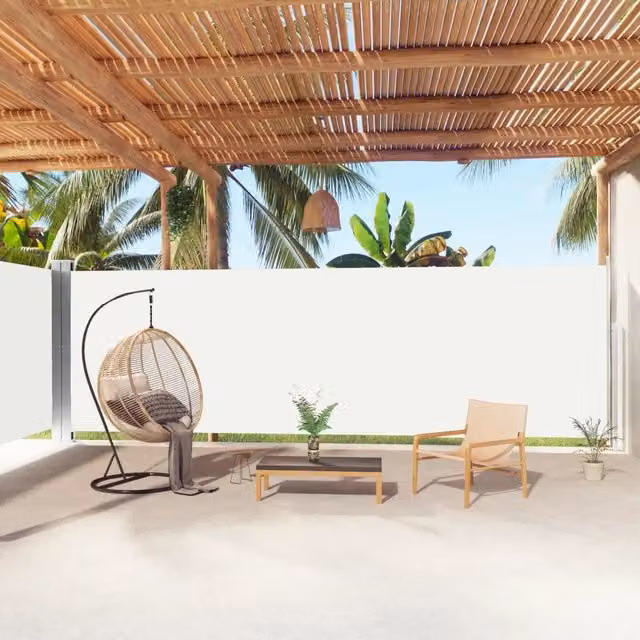 Tenda da sole laterale retrattile Videx in poliestere beige e bianco L: 1000 cm, H: 180 cm