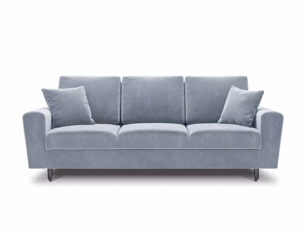 Divano convertibile con contenitore Kyoto Cosmopolitan Design a 3 posti in velluto azzurro L: 235 cm, P: 88 cm, H: 80 cm – 2