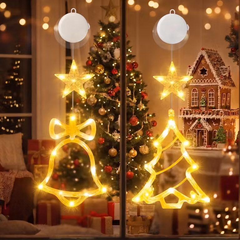 Set di 2 luci natalizie per interni, luce calda, alimentate a batteria