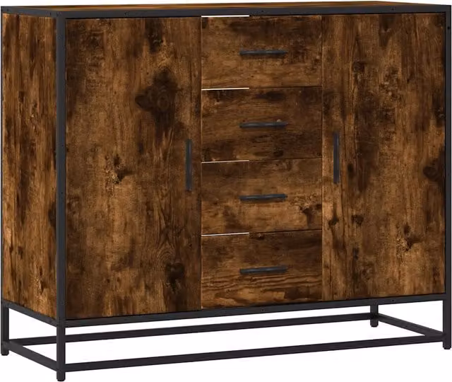 Credenza | Madia | Buffet da pranzo | Armadio da pranzo Rovere Fumo 92x35x76 cm in Legno Multistrato