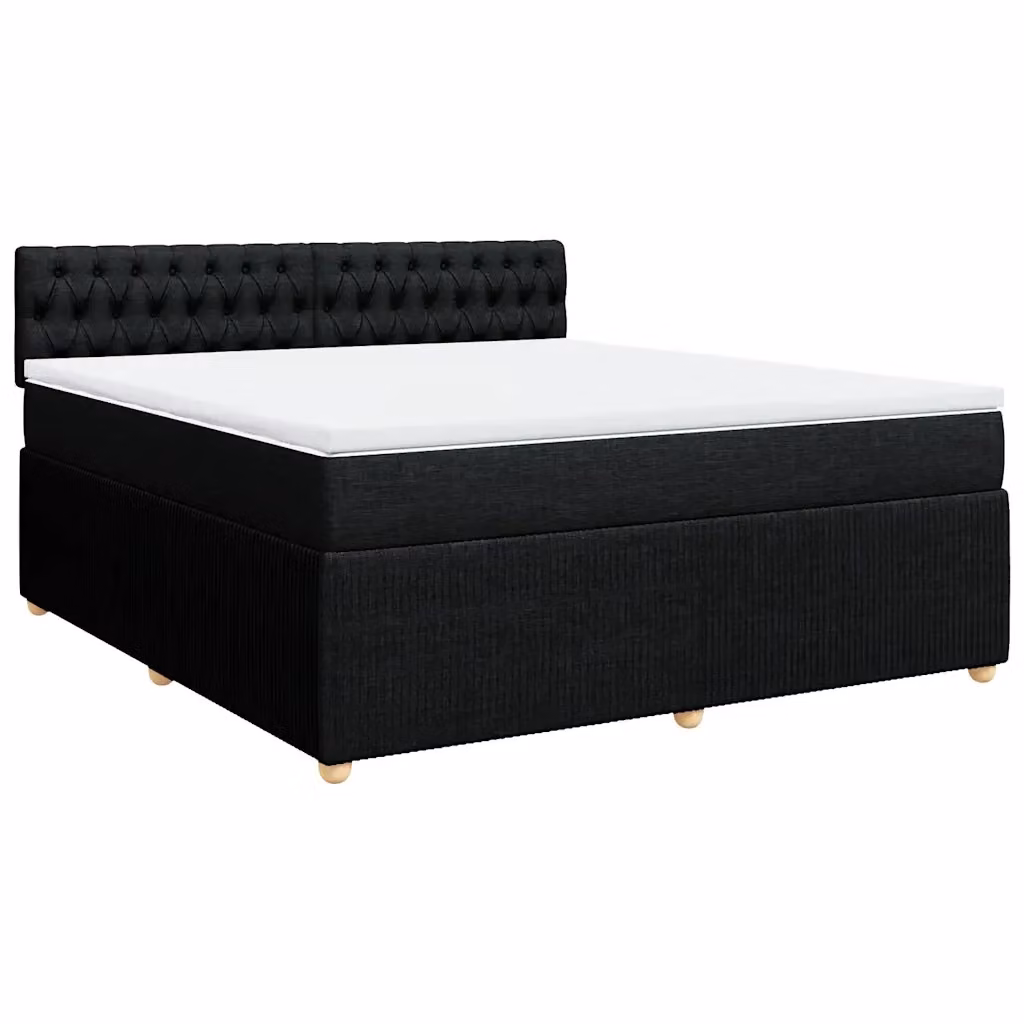 Letto Ibrido vidaXL con Giroletto a Molle e Materasso in Tessuto Nero e Bianco L/P: 180 x 200 cm – 2